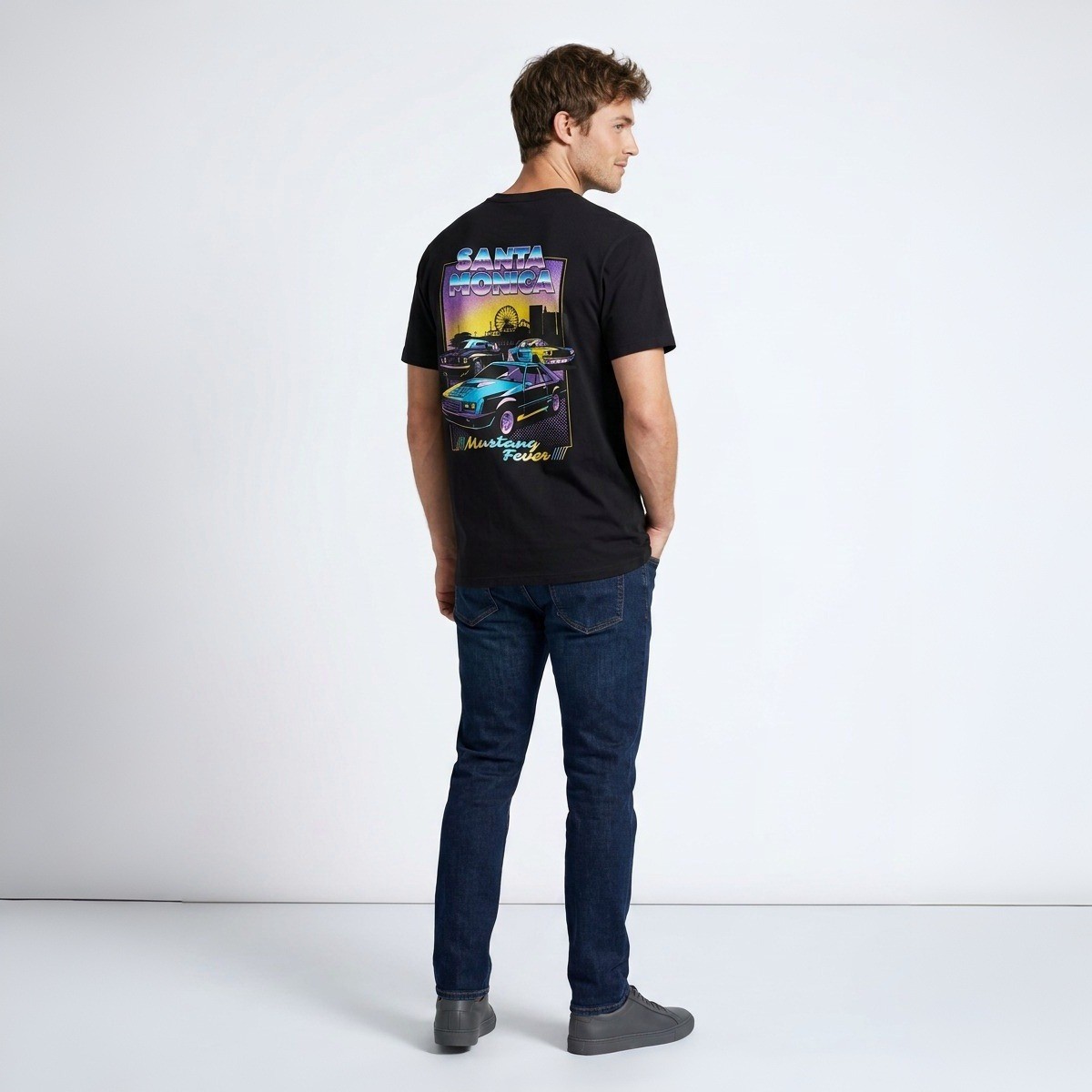 Ford Road Trip T-Shirt Mens XXL Black Retro Santa Monica Mustang Fever Graphic