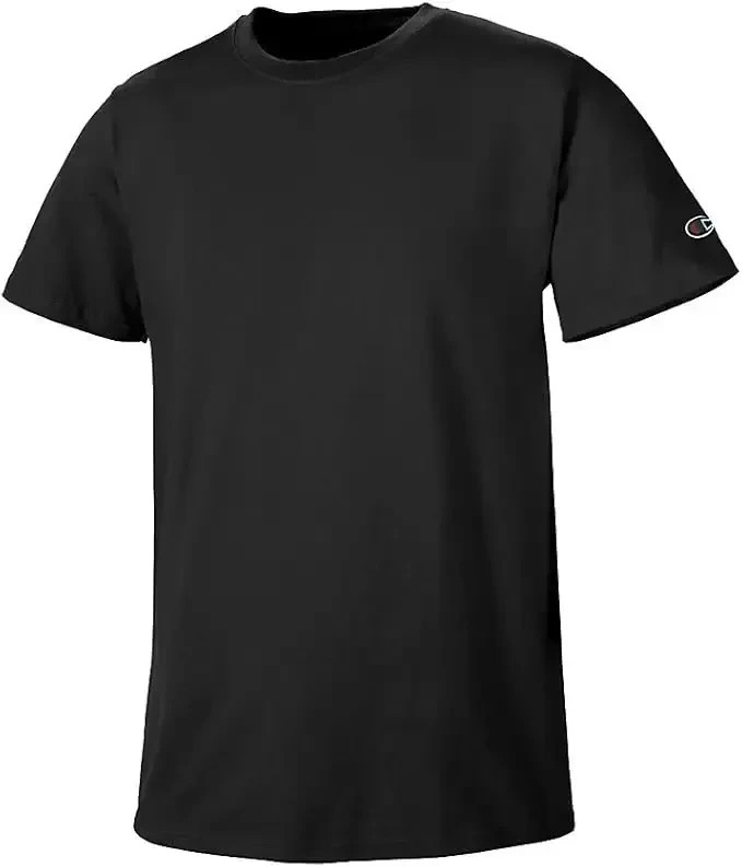 Champion Basic T-Shirt Black Men’s Short Sleeve Crew Neck Tag Free 100% Cotton