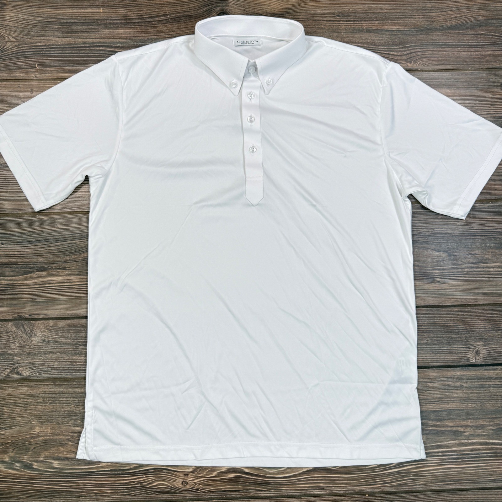 Collars & Co Men Size Medium Relaxed Oxford Dress Collar Polo White Short Sleeve
