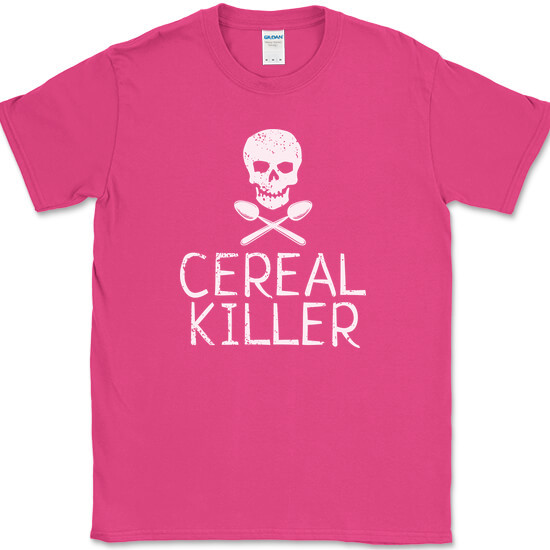 Cereal Killer T-Shirt Funny Serial Food Breakfast Humor Skull Novelty Cotton Tee