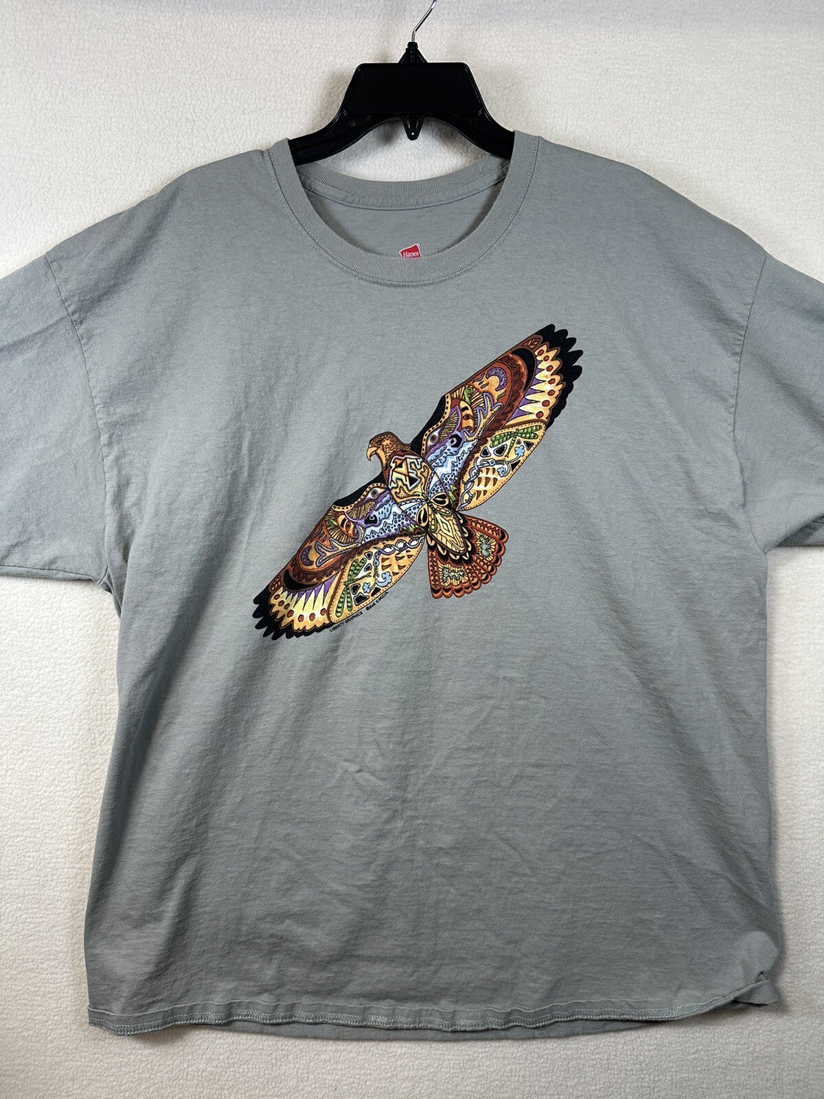 Earth Art Hawk T-shirt Mens 2XL Gray Hanes Tagless