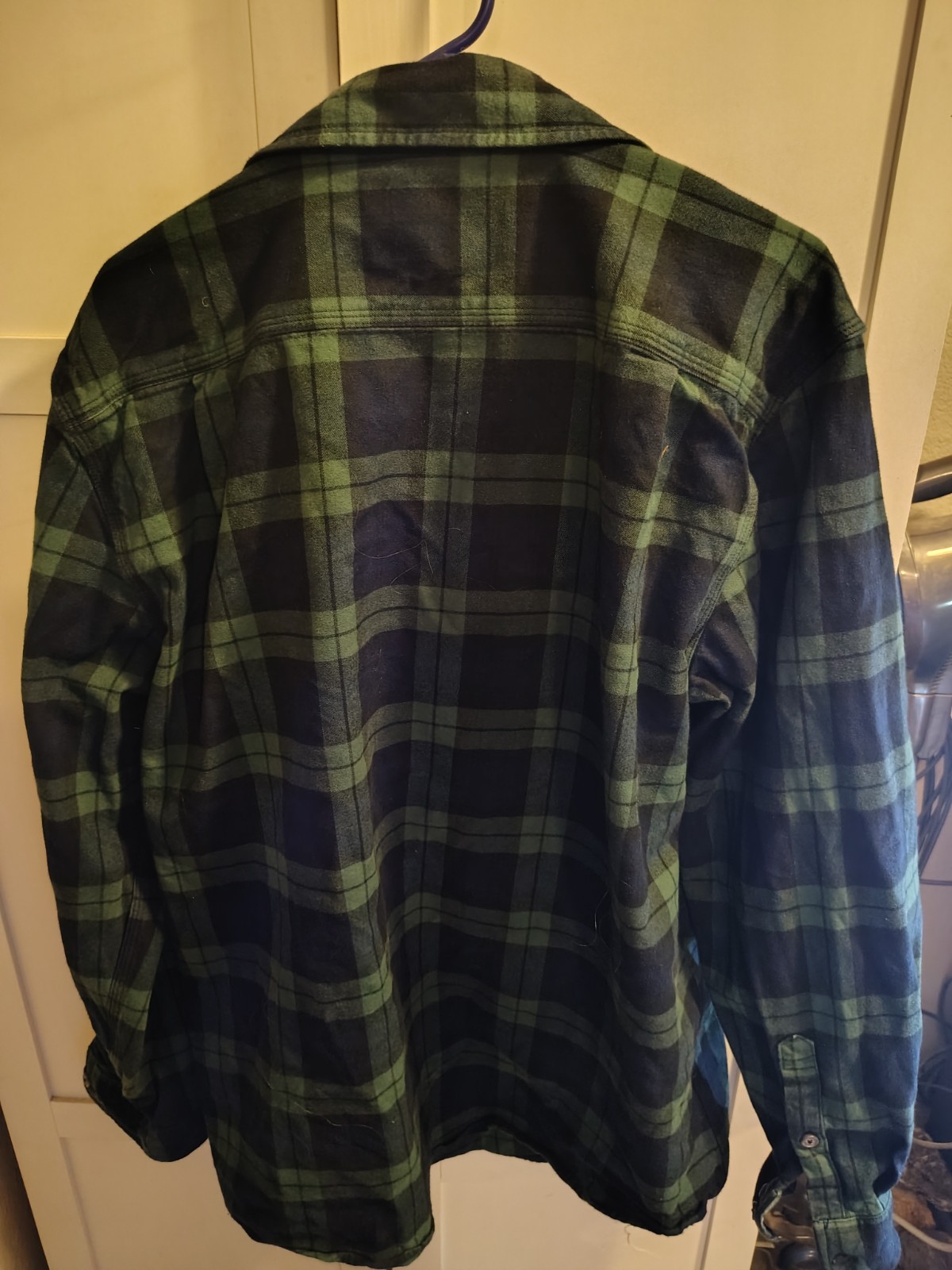 Carhartt Men’s Loose Fit Green/Black Plaid Flannel Shirt Pockets Button-Up L