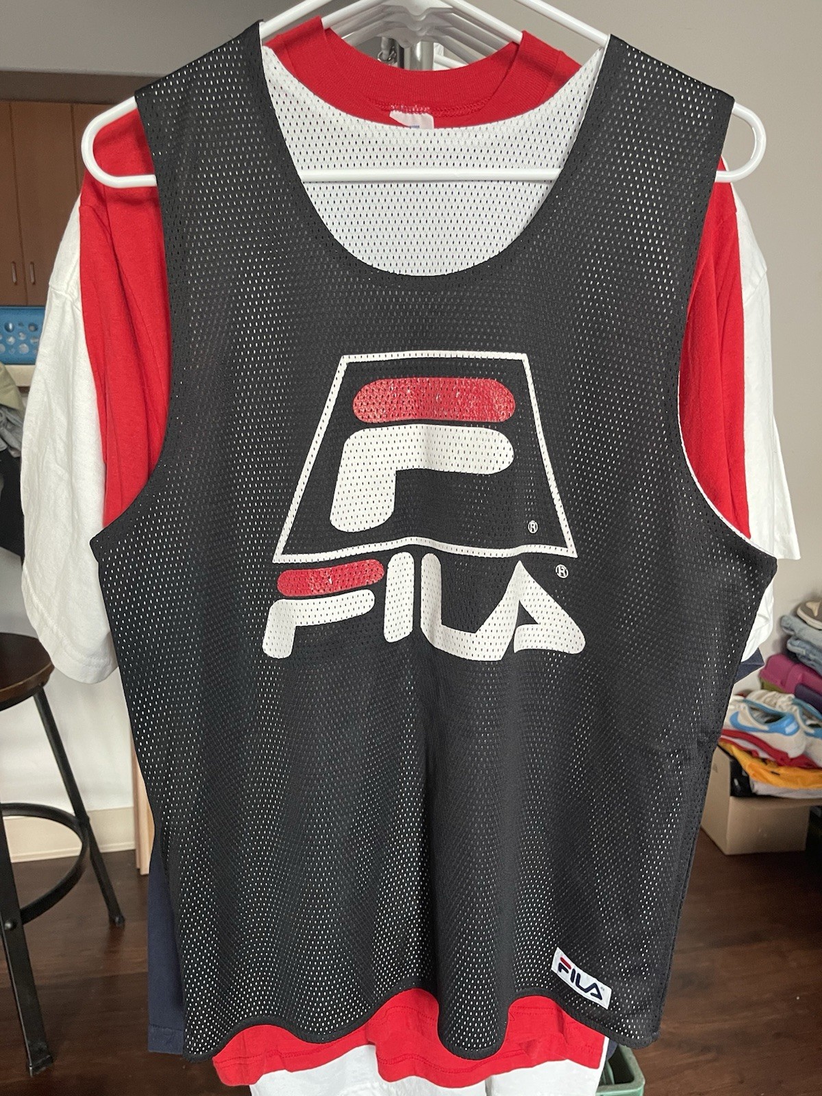 FILA Mens Reversible Mesh Sleeveless Scoop Neck Colorblock Logo T-Shirt M