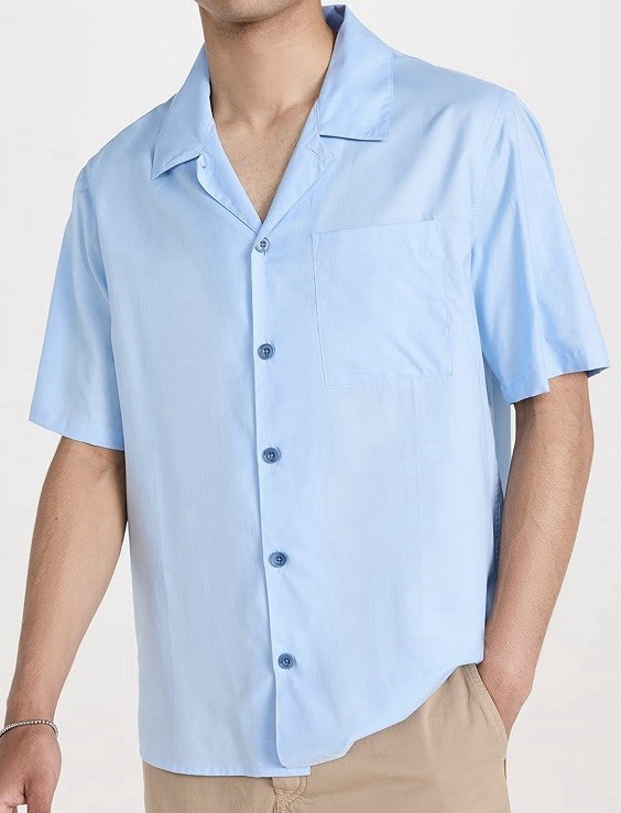Ami Paris Camp Cotton Shirt In Sky Blue Large Size 41