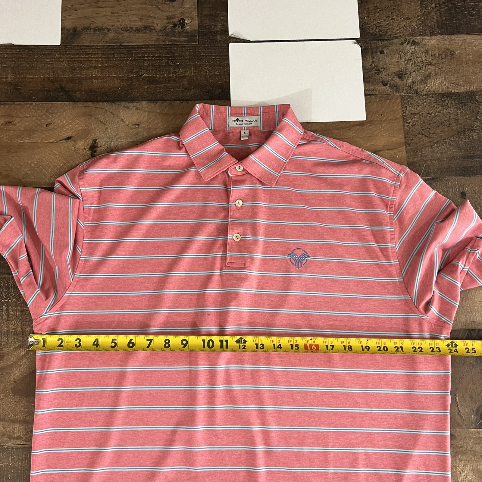 Peter Millar Summer Comfort Shirt 👉Tiny Stain👈 Mens Sz Large Moisture Wicking