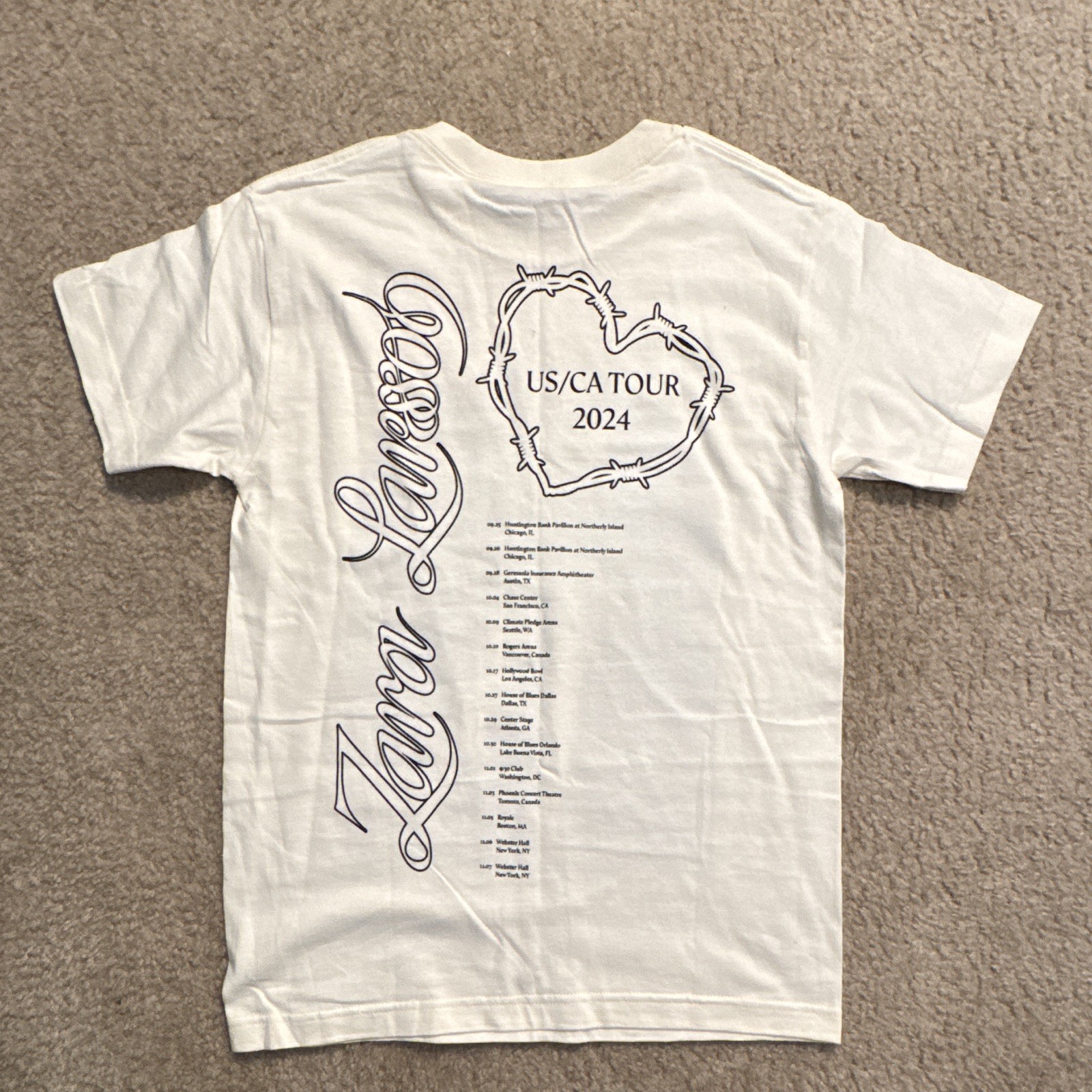 American Apparel 1301 Zara Larsson Venus Tour 2024 White Double-Sided Tee S