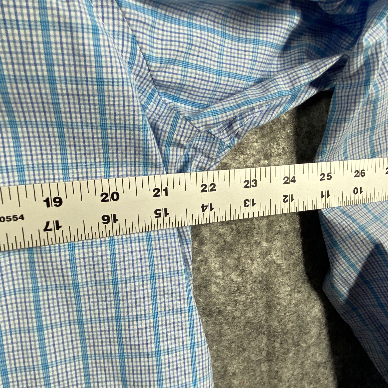 Banana Republic Shirt Mens Large 16-16.5/34-35 Blue Plaid Slim Non-Iron Button
