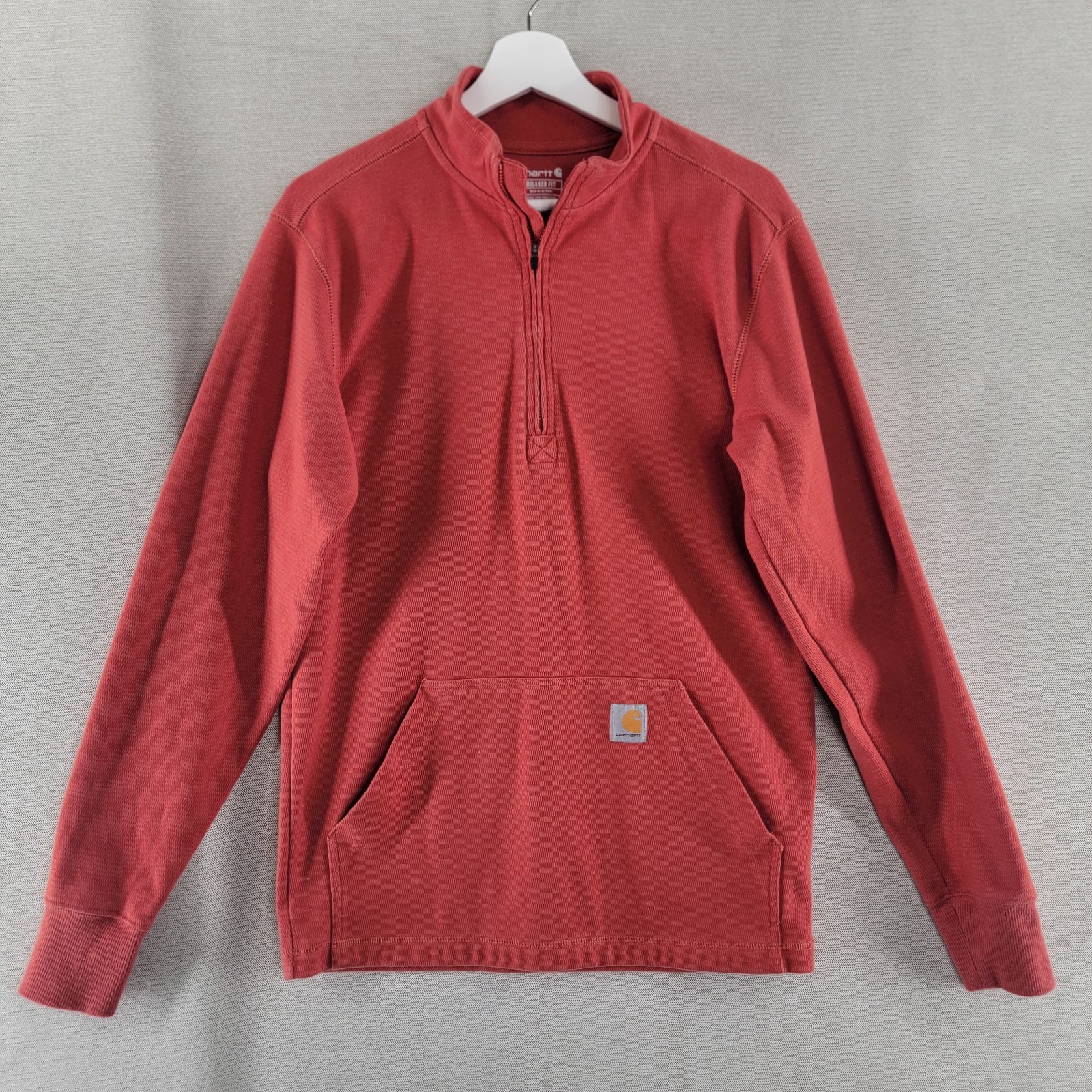 Carhart Mens Shirt Heavyweight 1/2 Zip Thermal Size Small Relaxed Fit Mock Neck