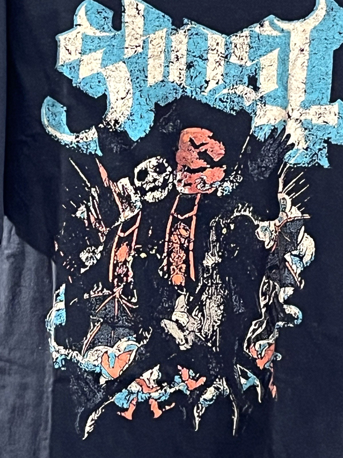 Port & Company Ghost Band Graphic T-Shirt Black Papa Emeritus Vintage Size L