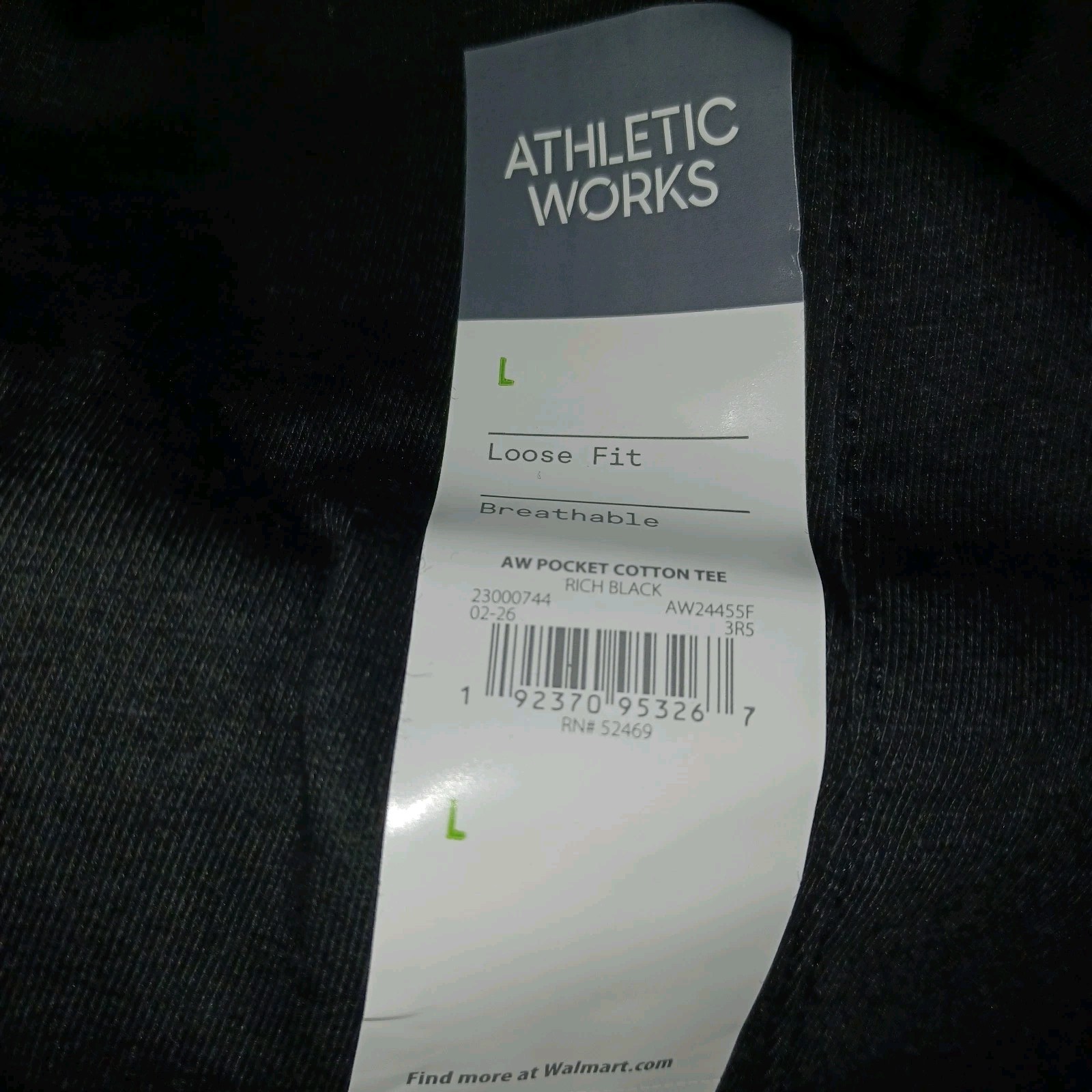 6 Pack Athletic Works Men’s L Black Cotton Pocket Shirt Loose Fit Breathable HH