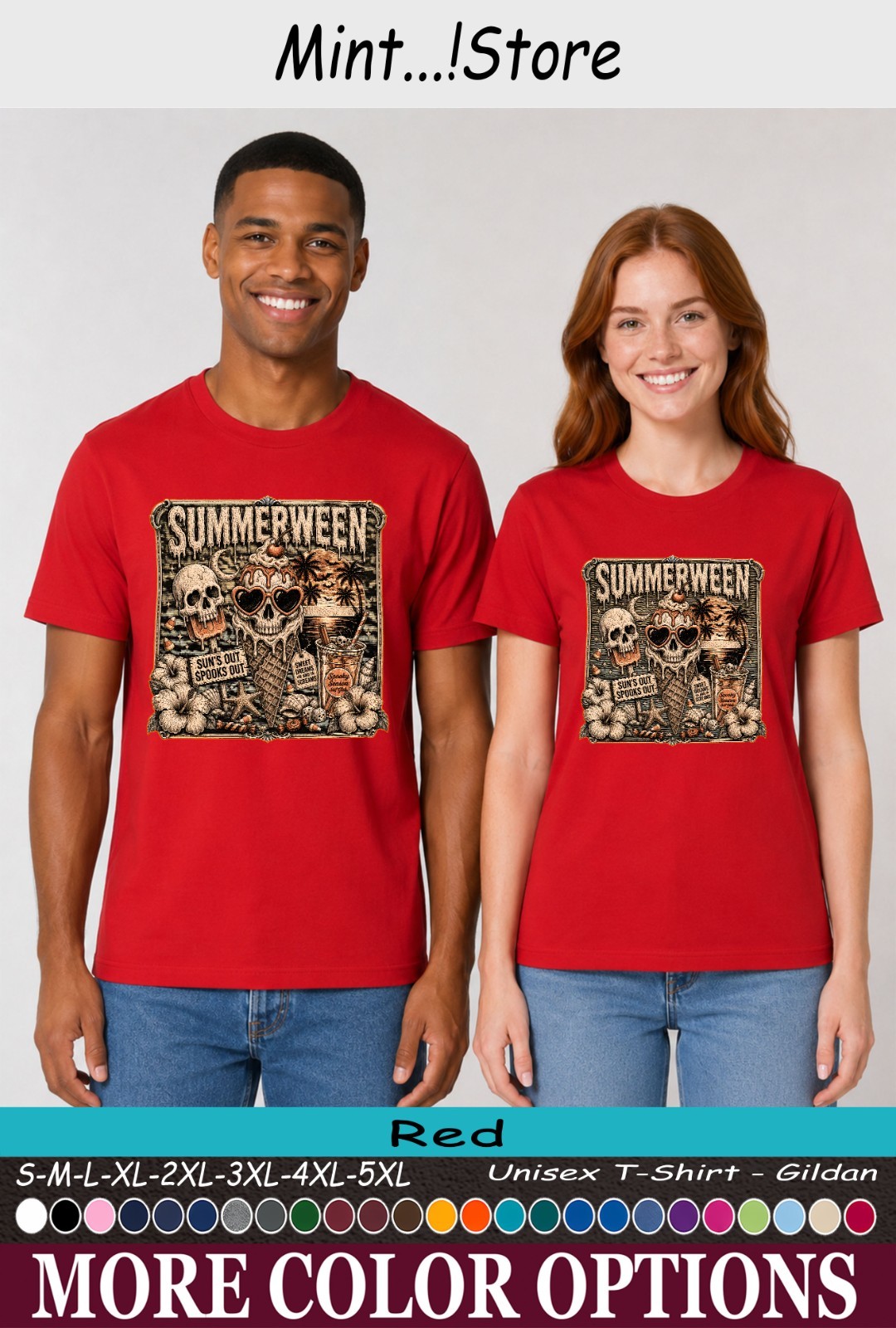 Summerween Shirt, Retro Skull Beach Summer Halloween Unisex T-Shirt