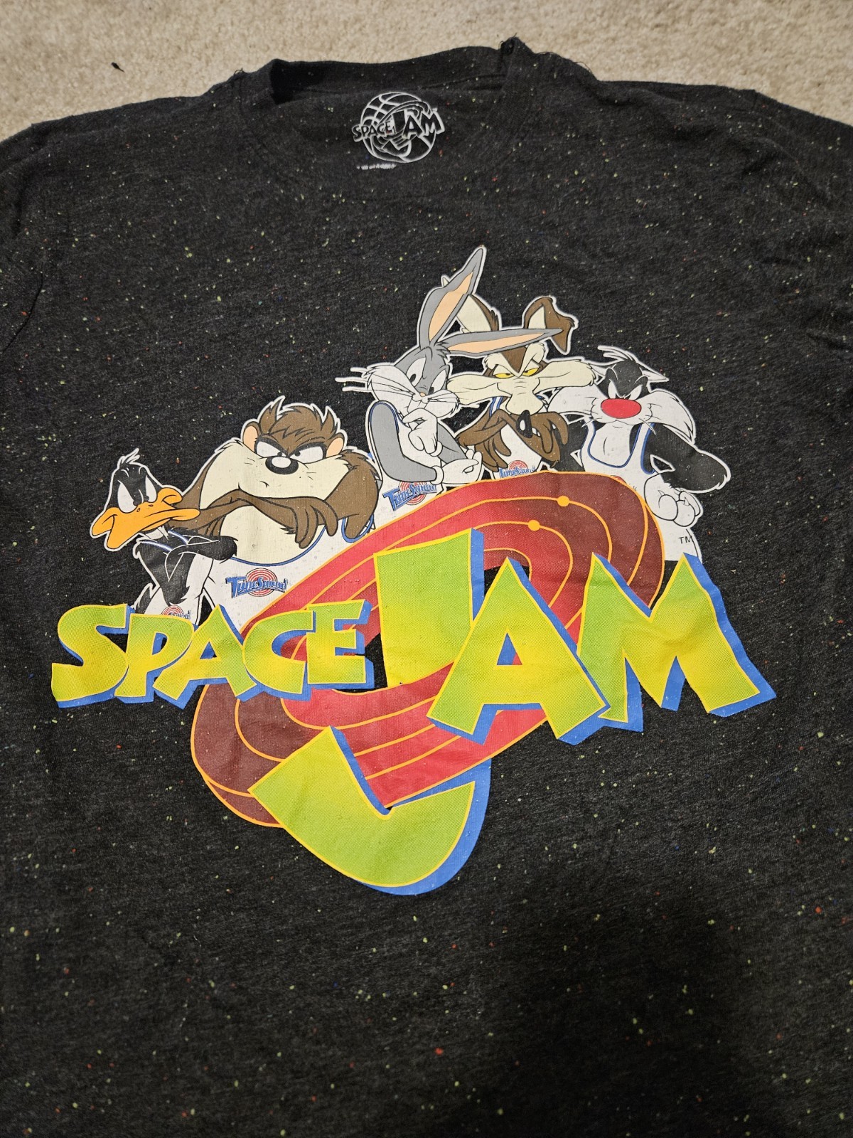 Space Jam Men’s Black Graphic Sleeveless Crew Neck T-Shirt Size M