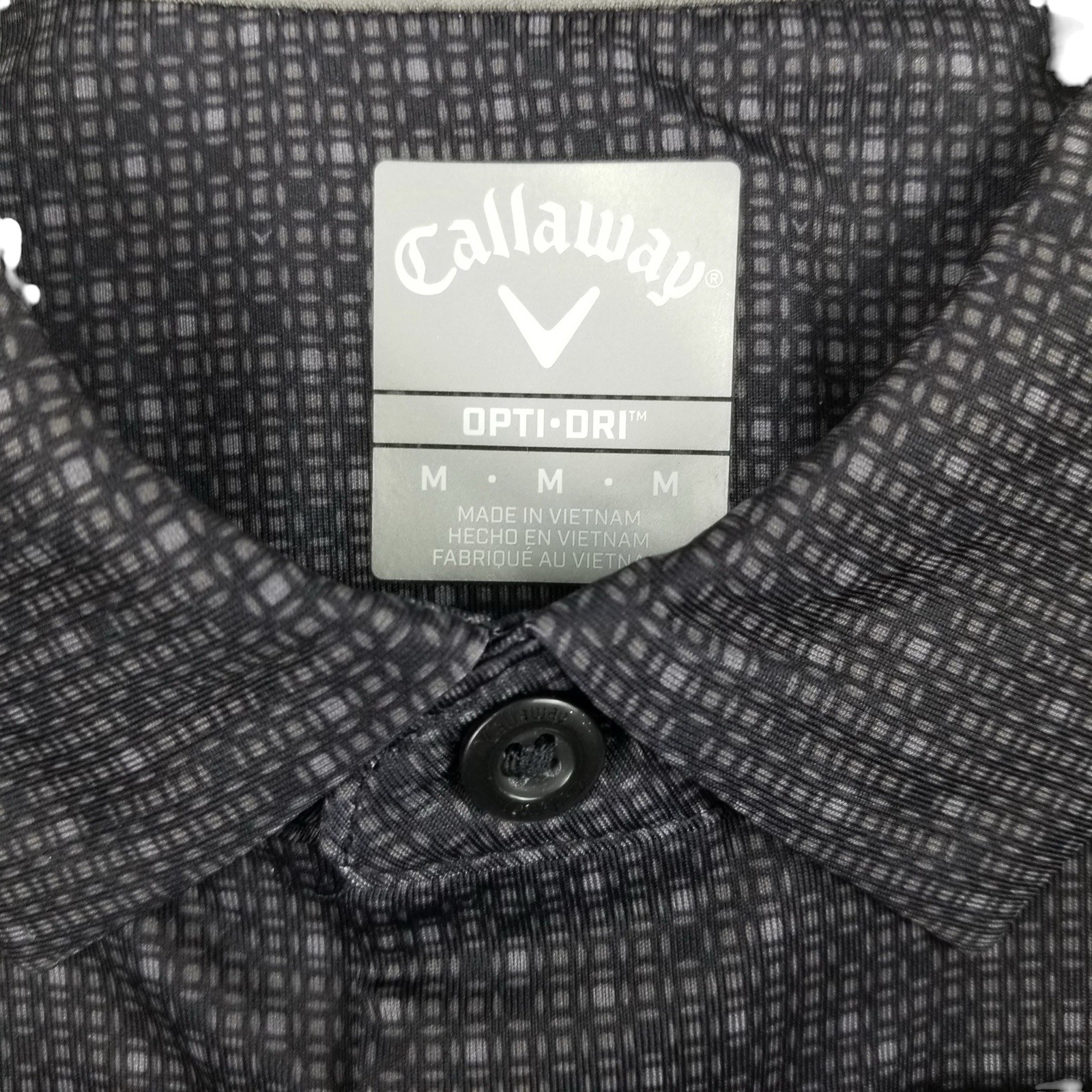 Callaway OptiDri Geometric Polo Shirt Mens Medium Black Golf Performance Stretch