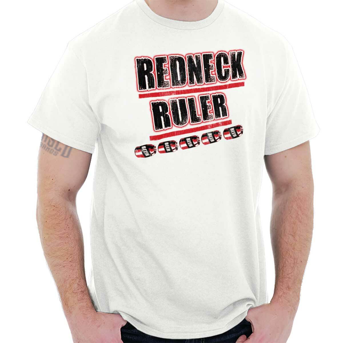 Redneck Funny Drinking Beer Drunk Joke Gift Mens Casual Crewneck T Shirts Tees