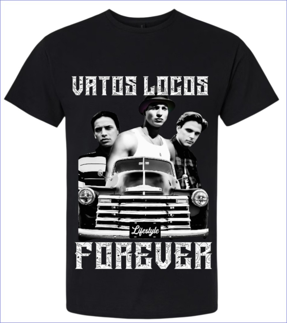 Vatos Locos Forever T-shirt Men’s or Youth Small to 5X-Large Black Style 2