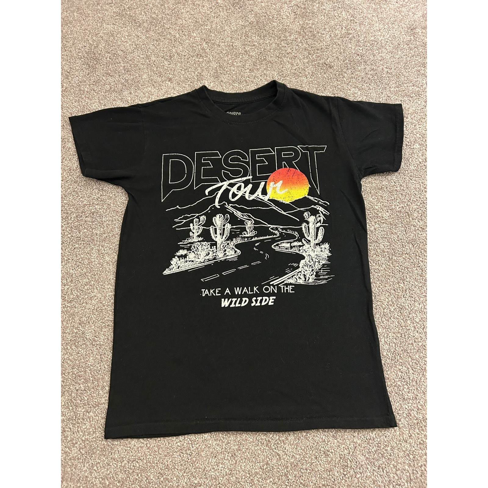 Brisco Brands Desert Tour T-Shirt Small Black Excellent Graphic Tee Retro Cactus