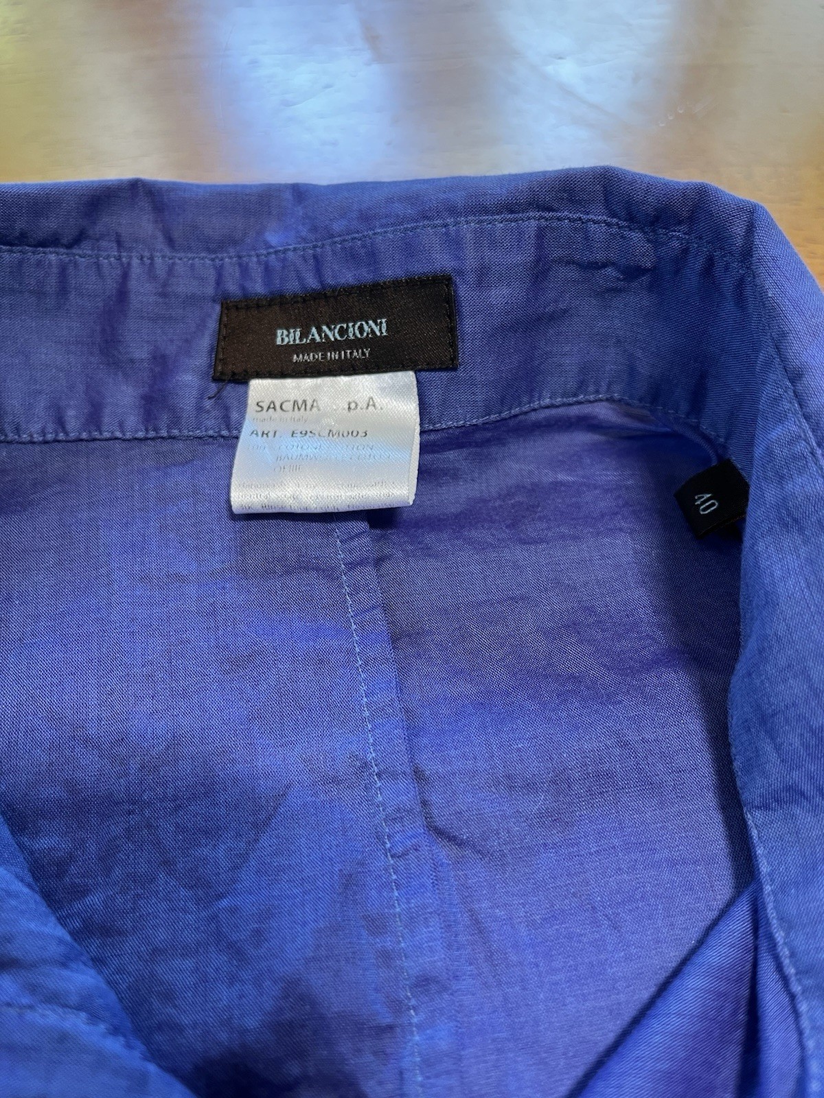 BILANCIONI Men’s Cottton Button Down Indigo Size 40 US Medium
