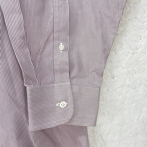 Roundtree & Yorke Gold Label Button Down Shirt Mens 18.5 Striped Puce