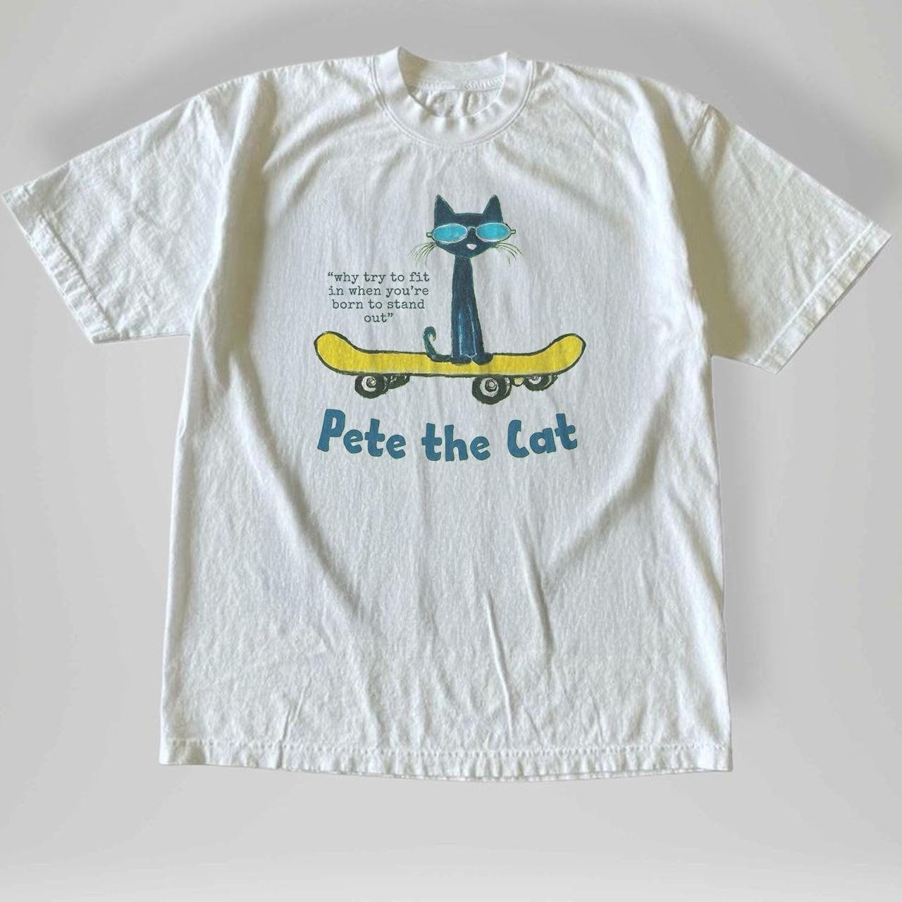 Vintage Style Pete the Cat Reprint T-Shirt White for Gift Size S to 4XL