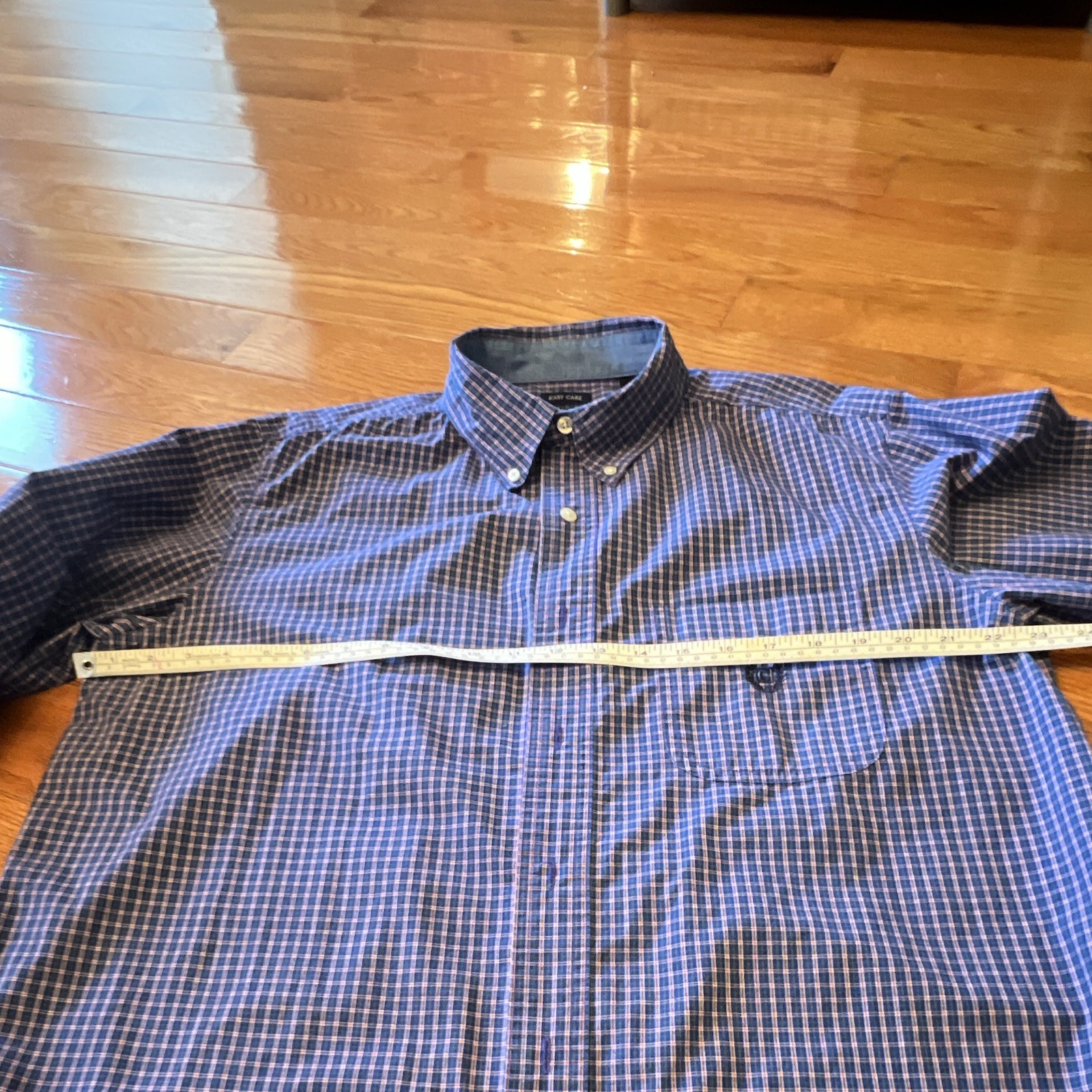 Chaps Easy Care Men’s L Regular Plaid Woven BD LS Button-Up Shirt