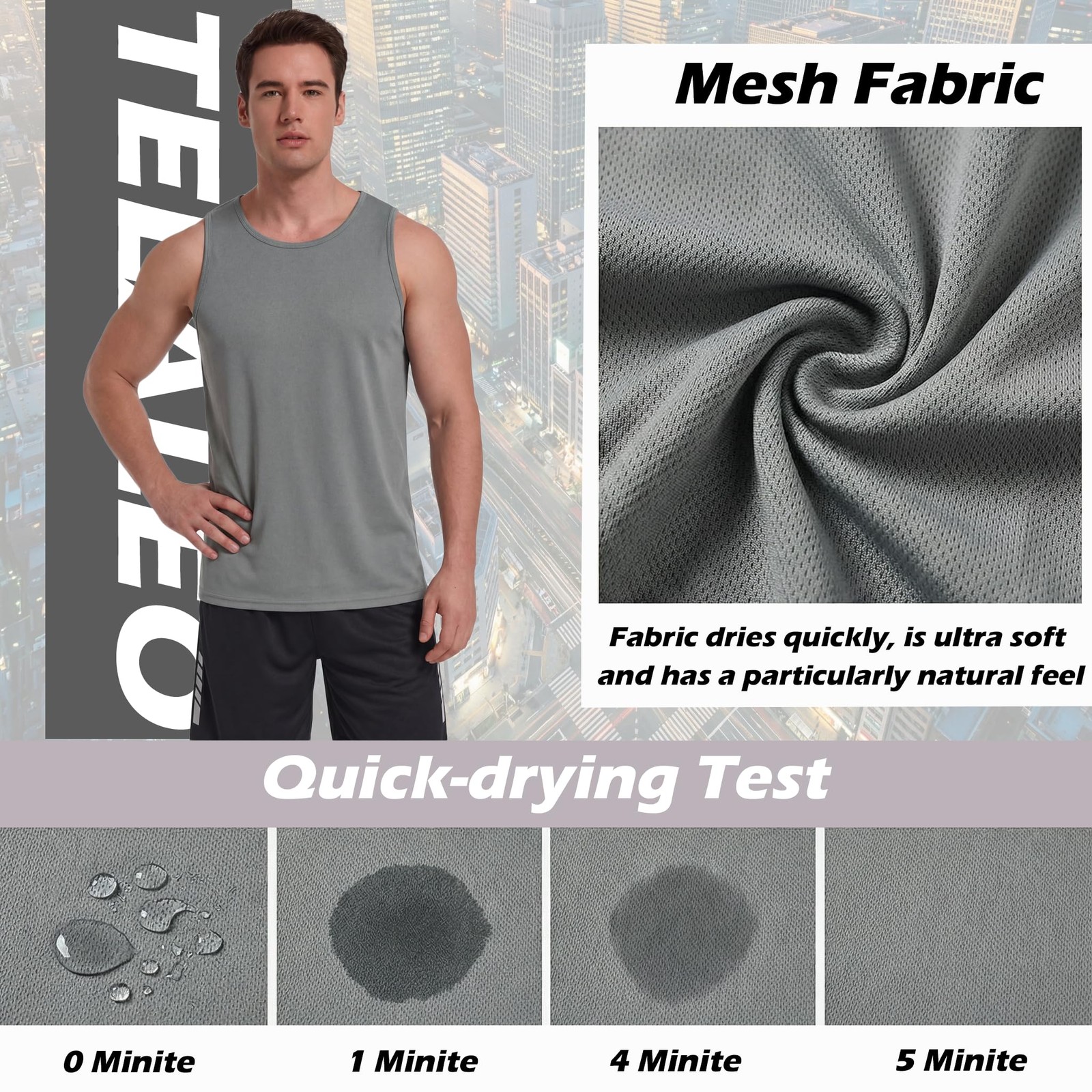 5 Pack Men’s Workout Tank Tops Sleeveless Mesh Muscle Gym Shirt Quick Dry Bla…