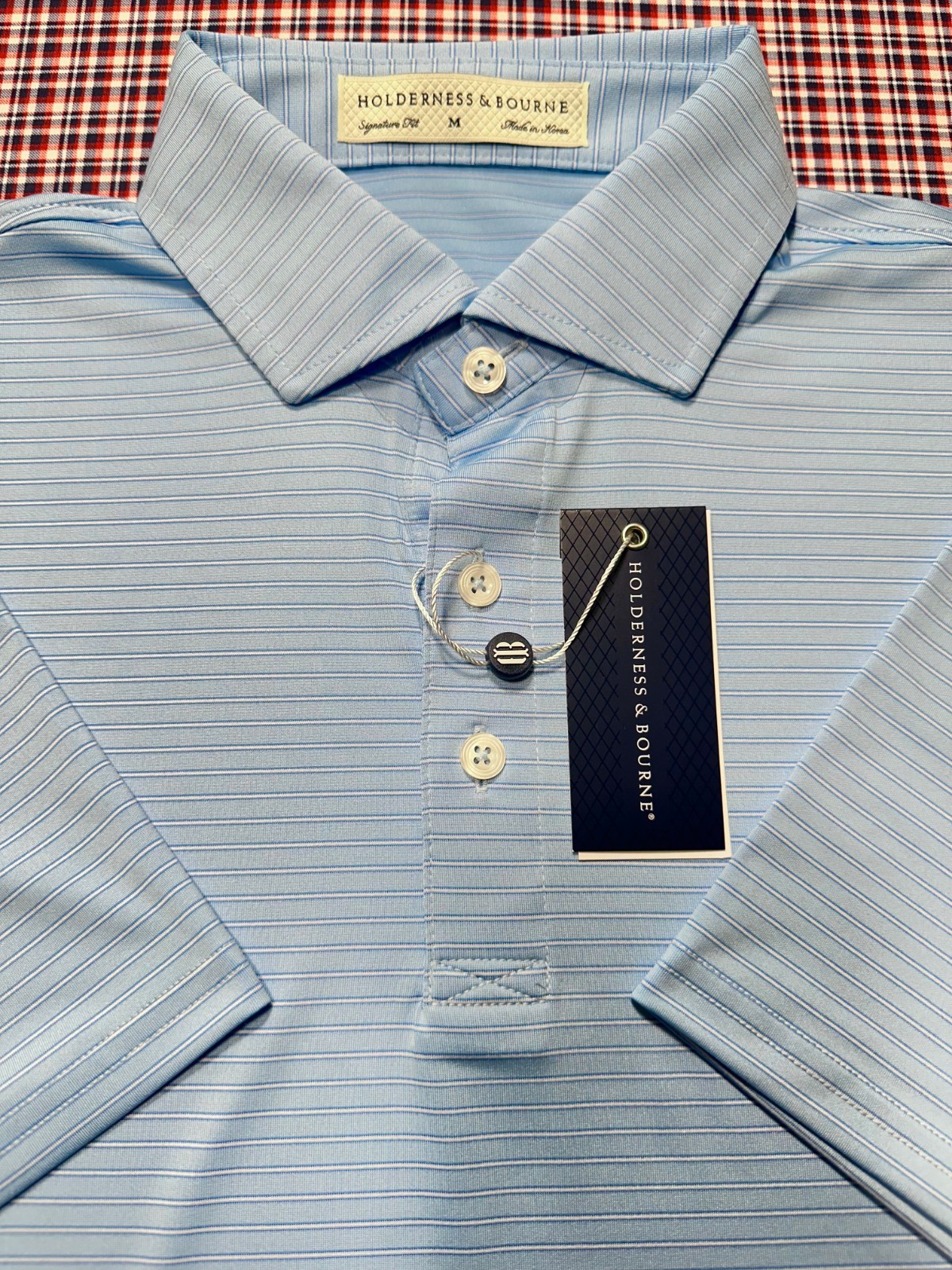 Holderness & Bourne Striped -Blue Golf Polo Shirt Men’s M Tailored Fit