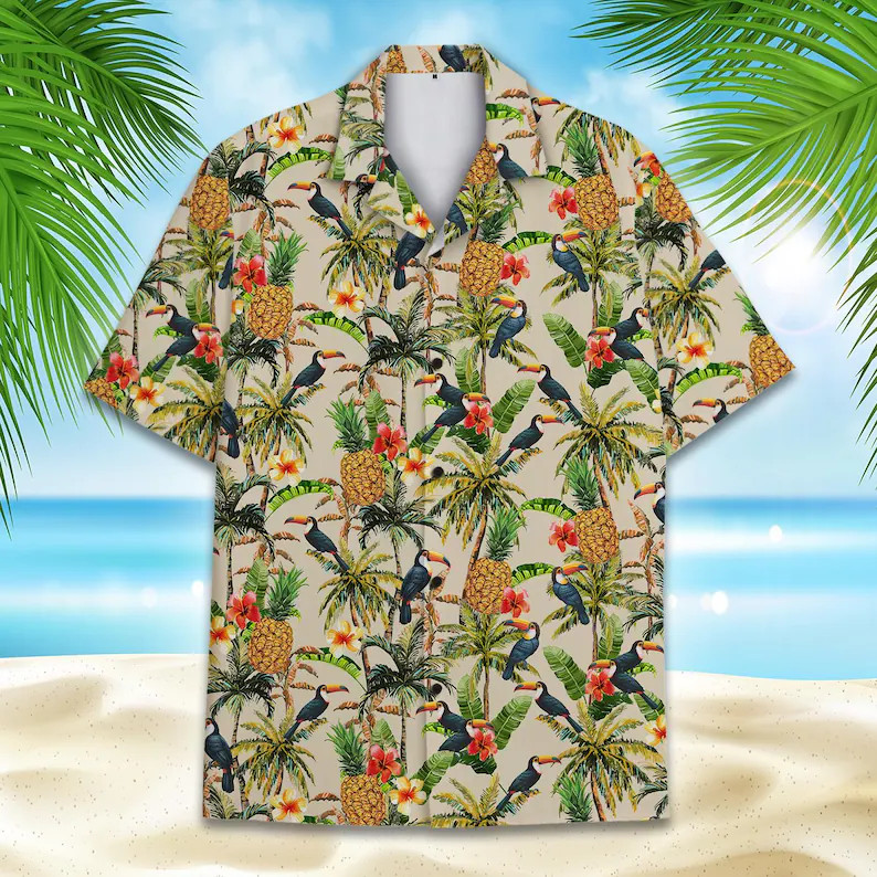 Funny Pineapple Hawaiian Shirt For Men Women Youth, Tropical Floral Aloha Shirt