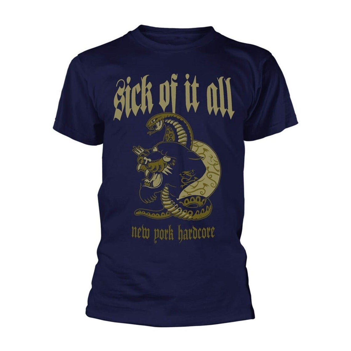 Sick Of It All Unisex T-shirt: Panther, navy color TE2558