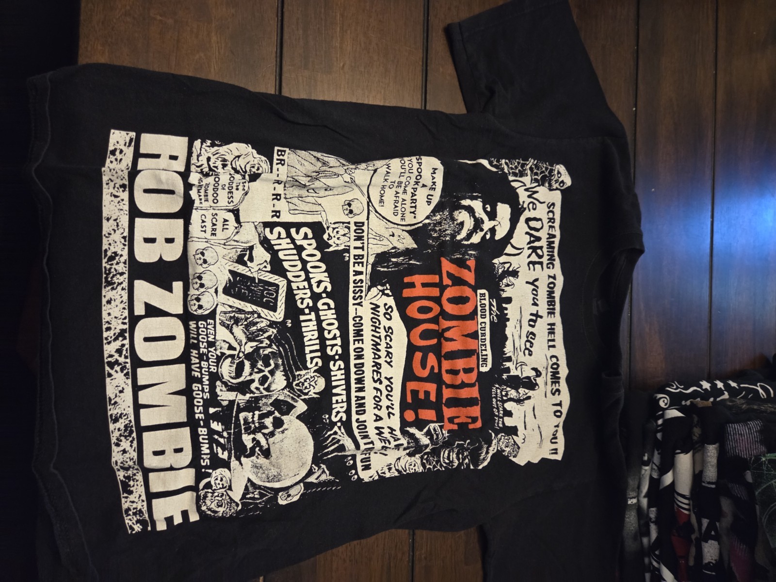 Hanes Rob Zombie House Unisex Small Shirt Heavy Weight Cotton Tee Black Spooky
