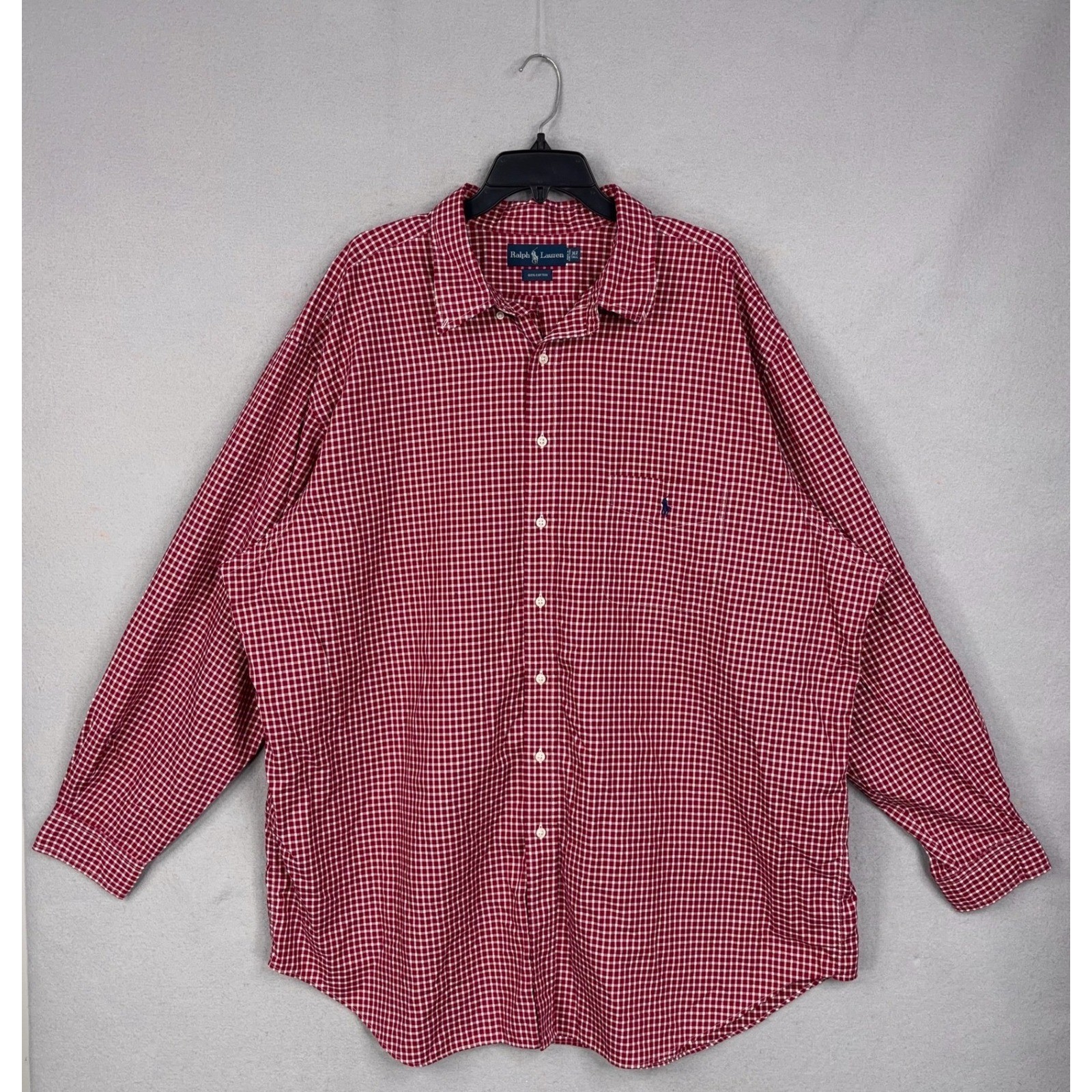 Vintage Ralph Lauren Button Down Shirt Mens 3LT Red Gingham Check Big Tall