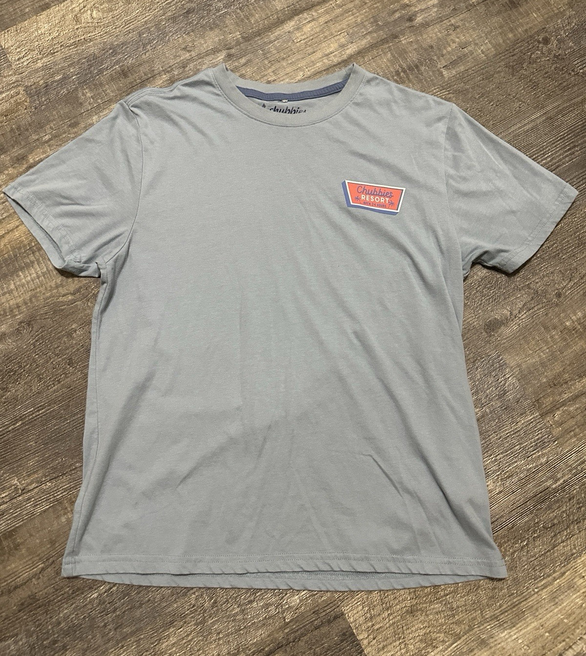 Chubbies Men’s S Gray Resort Double-Sided Graphic Crew Neck T-Shirt Cotton Blend