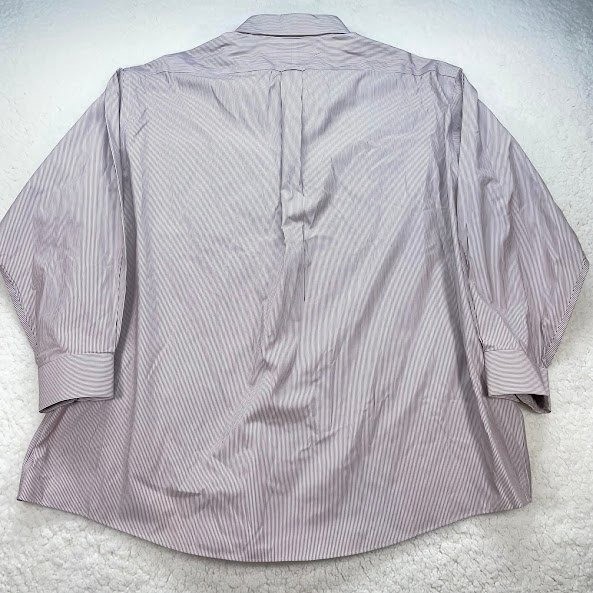 Roundtree & Yorke Gold Label Button Down Shirt Mens 18.5 Striped Puce