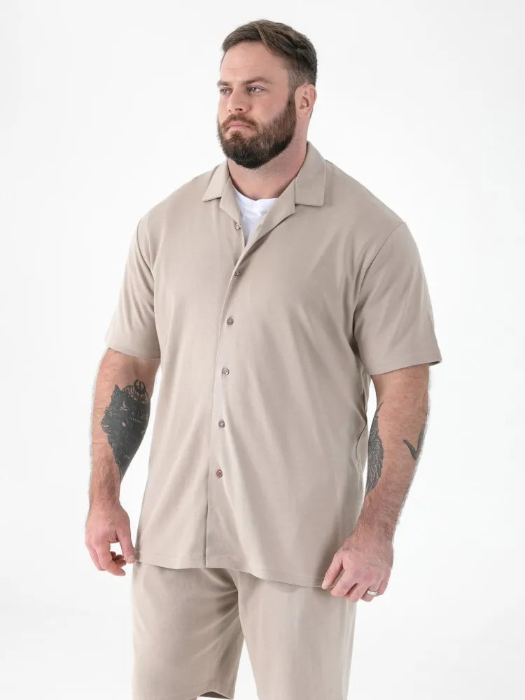 D555 Duke Big Mens Stone Stretch Shirt Short Sleeve Cuban Collar 2XL-6XL (101906
