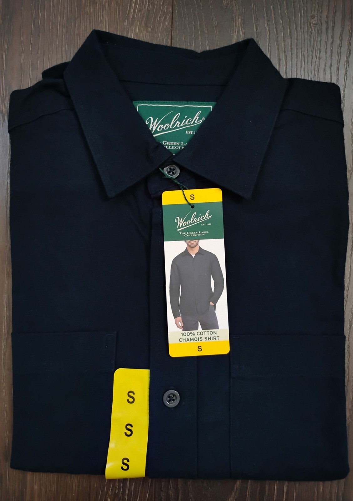 New WOOLRICH Chamois Men’s Navy Blue 100% Cotton Long Sleeve Shirt Size Varies
