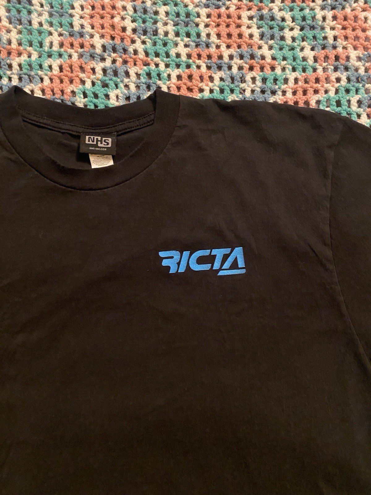Vintage NHS RICTA Wheels Skateboard Black T Shirt Sz 2XL (25.5in W X 30in L) Y2K