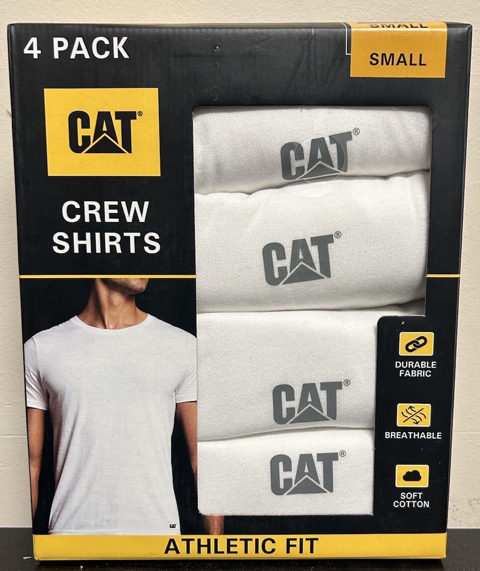 CATERPILLAR White 4-Pack Athletic Fit CREW Neck T-Shirts – PICK SIZE