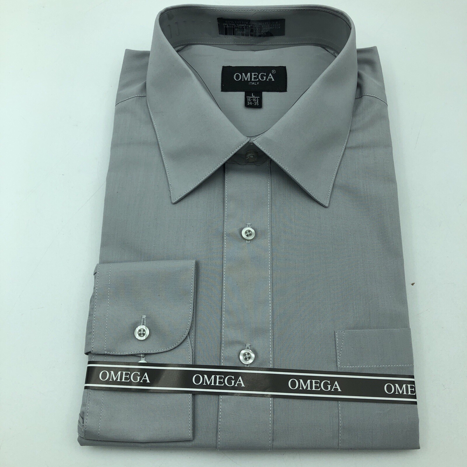 Omega Italy Men’s Premium Designer Long Sleeve Solid Regular Fit Dress Shirt