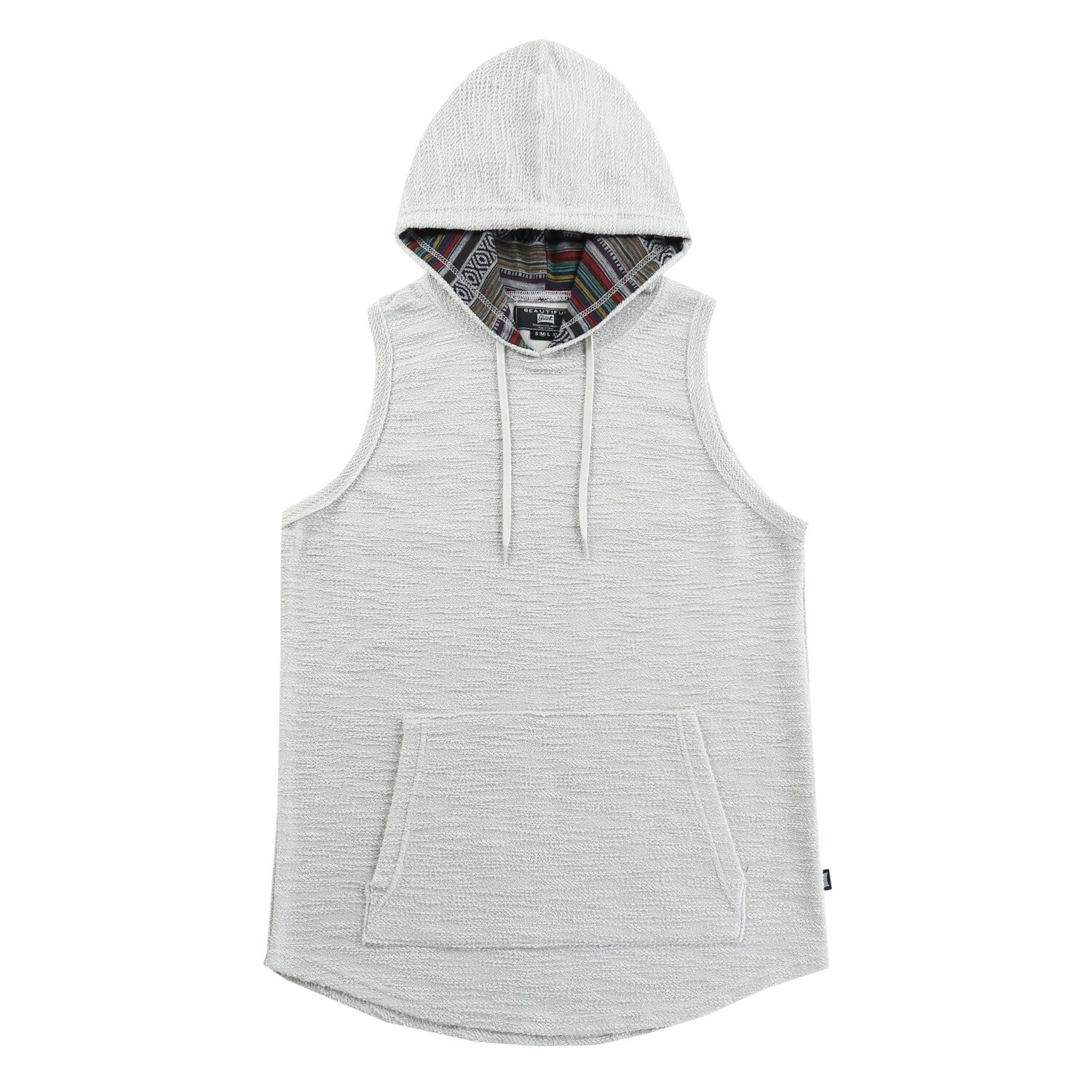 Men’s Gray Hoodie Tank Top with Kangaroo Pocket Casual Everyday Look
