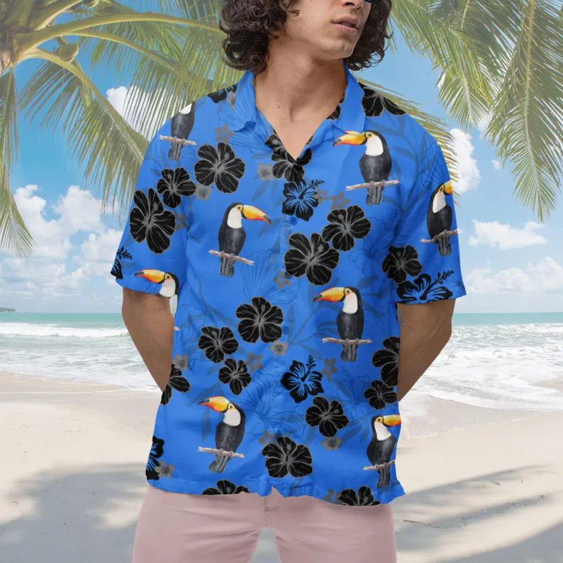Toucan Hawaiian Shirt: Bird Lover Men Women Youth, Tropical Floral Aloha Shirt