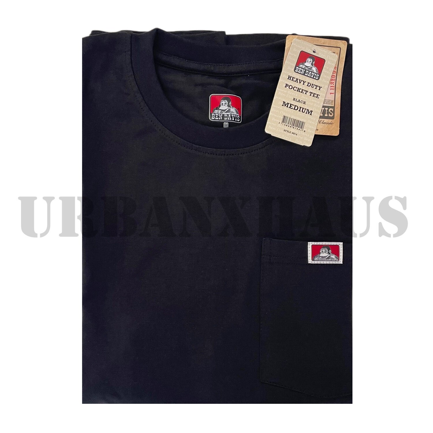 BEN DAVIS MEN’S HEAVY-WEIGHT SHORT SLEEVE POCKET T-SHIRT (S-3XL)