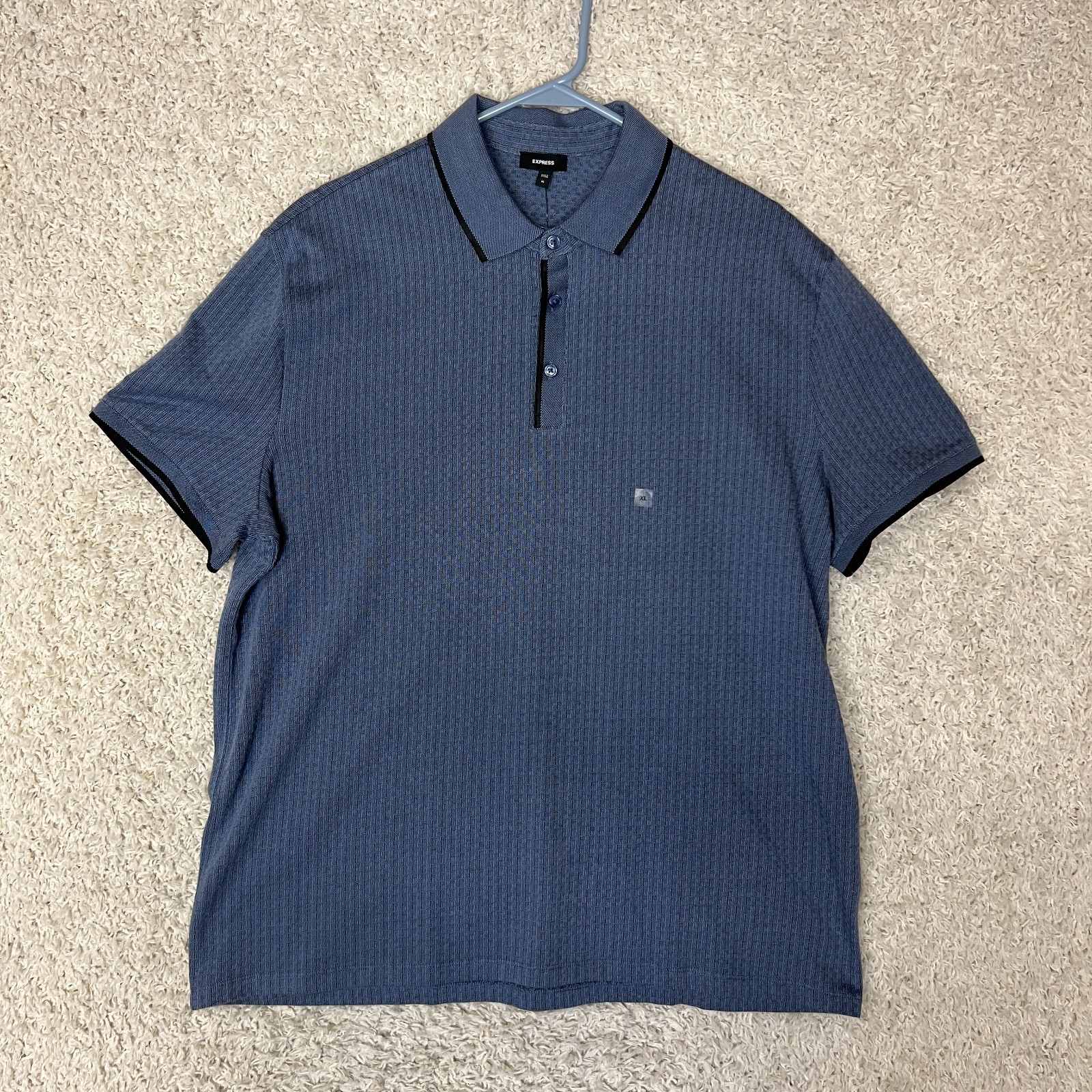 Express Polo Shirt Mens XL Blue Collared Preppy Travel Vacation Casual NWT