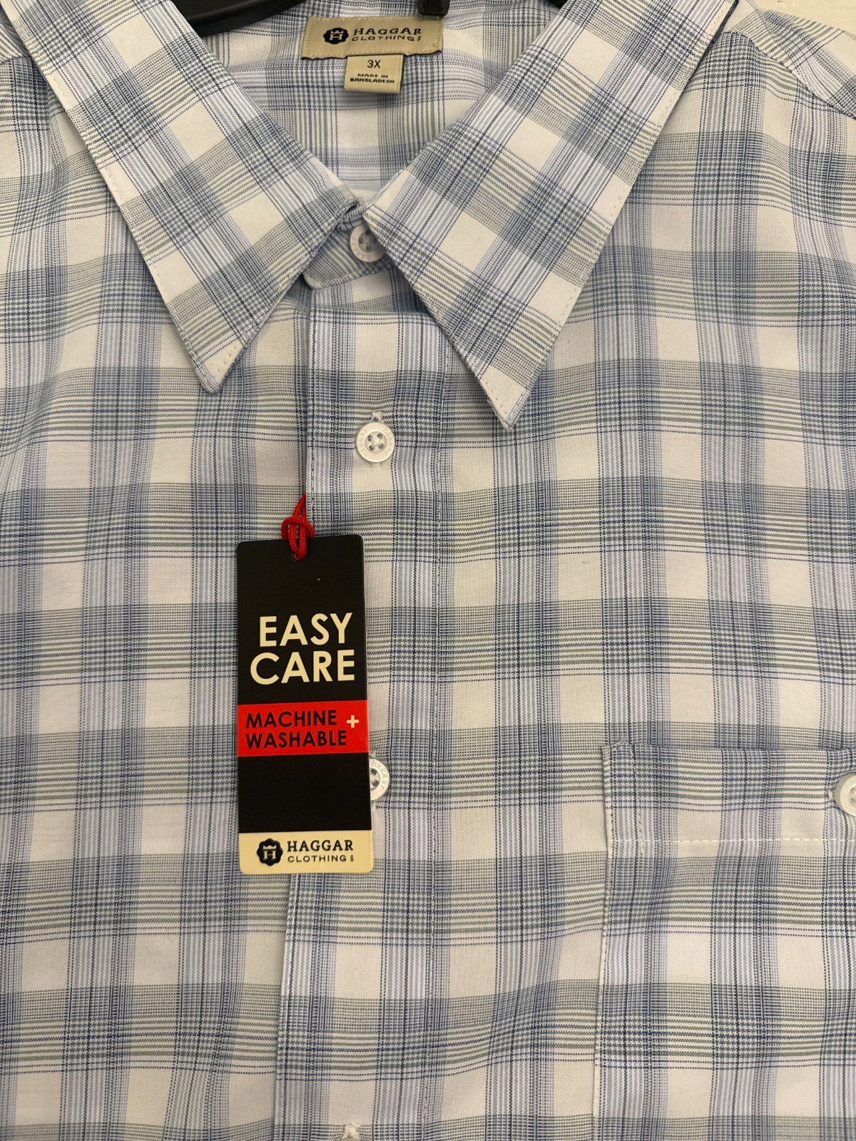 Haggar Easy Care Button Down Shirt Mens Big & Tall Short Sleeve NWT LT, 3X, 3XLT