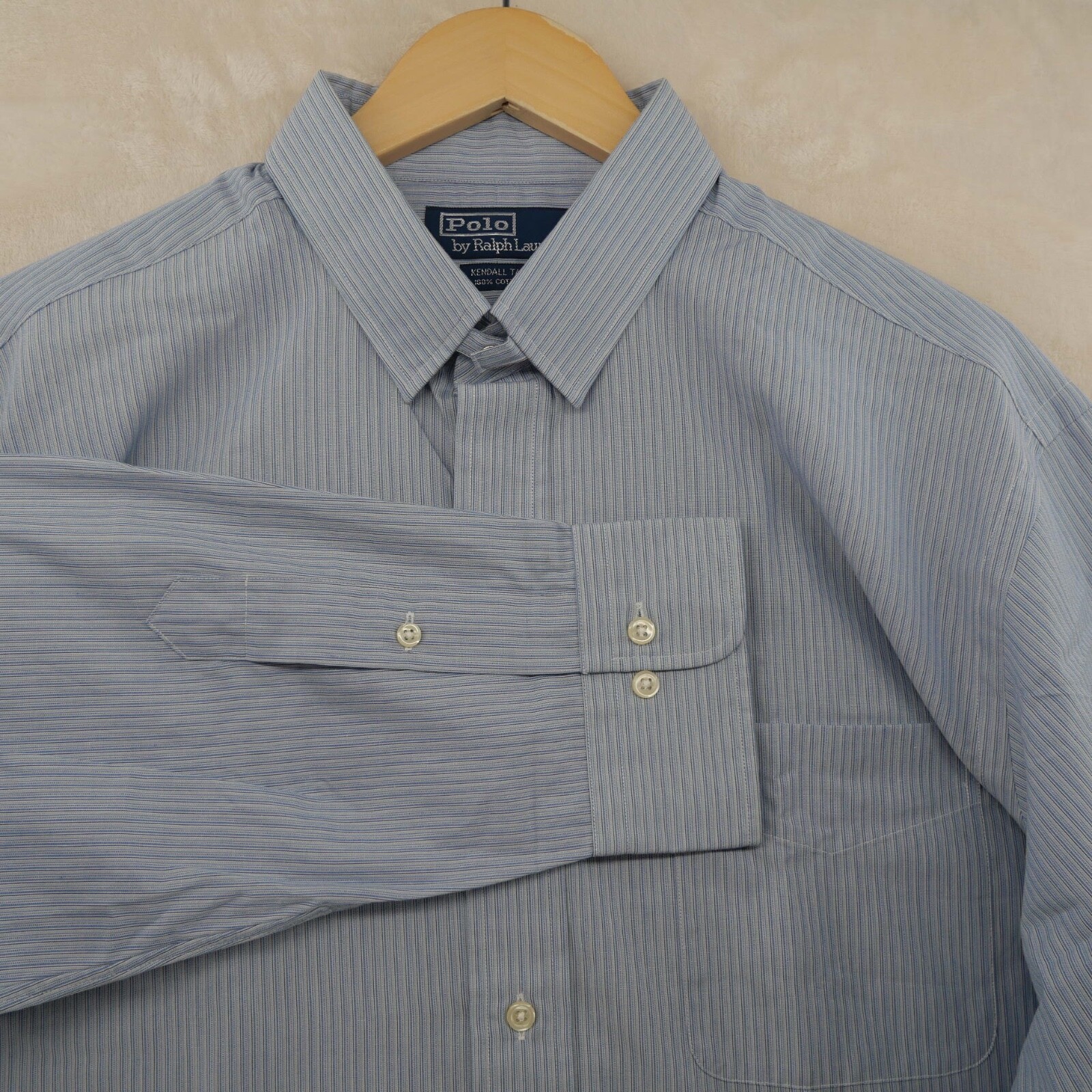 Polo Ralph Lauren Kendall Tab Men’s Size 17-36/37 Blue Striped Dress Shirt