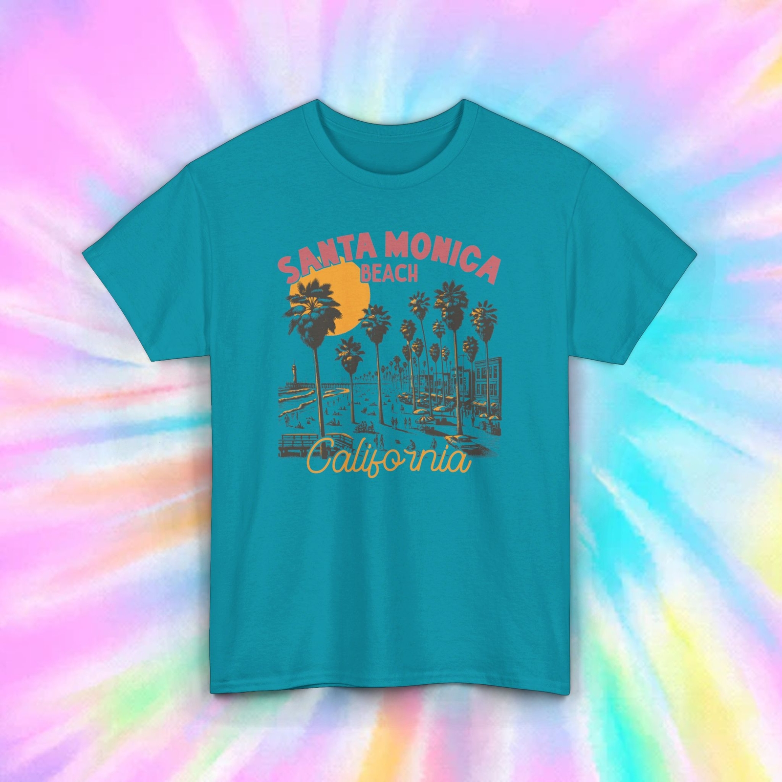 Santa Monica Beach T-Shirt | Vintage California Sunset Tee | Retro Travel | S-5X