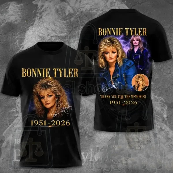 Trend Bonnie Tyler 1951-2026 In Loving Memory All Size 3D T-shirt S to 5XL