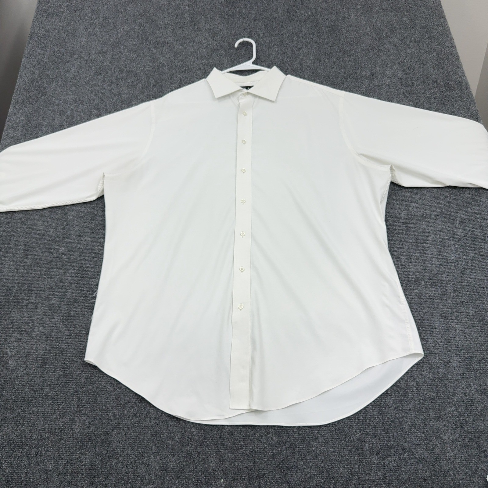 Jos A Bank Button Down Mens 17.5 White Polyester Spandex Tailored Fit Business