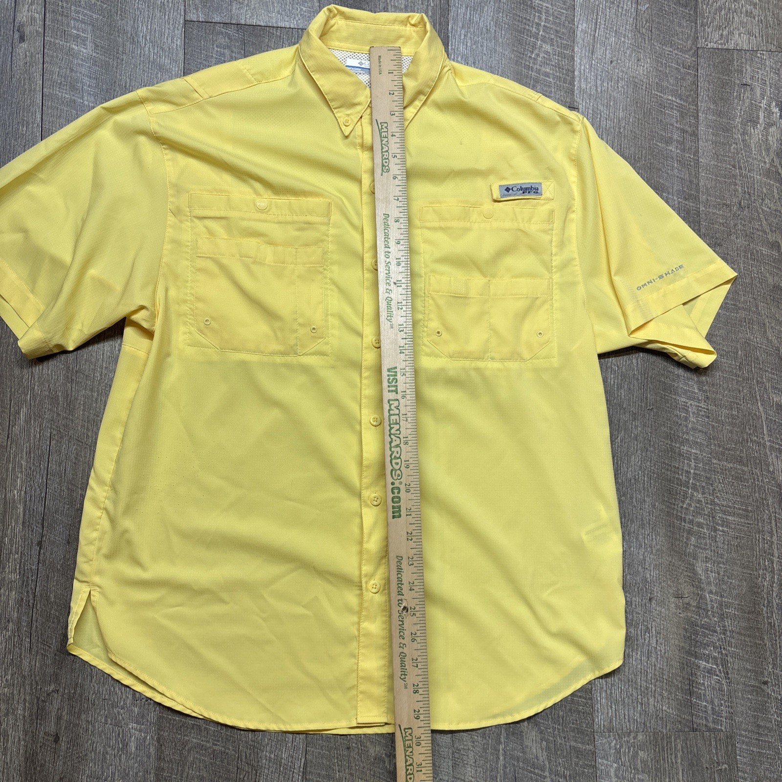 Columbia PFG Shirt Men’s Medium Yellow Lightweight Vented Fishing Performance