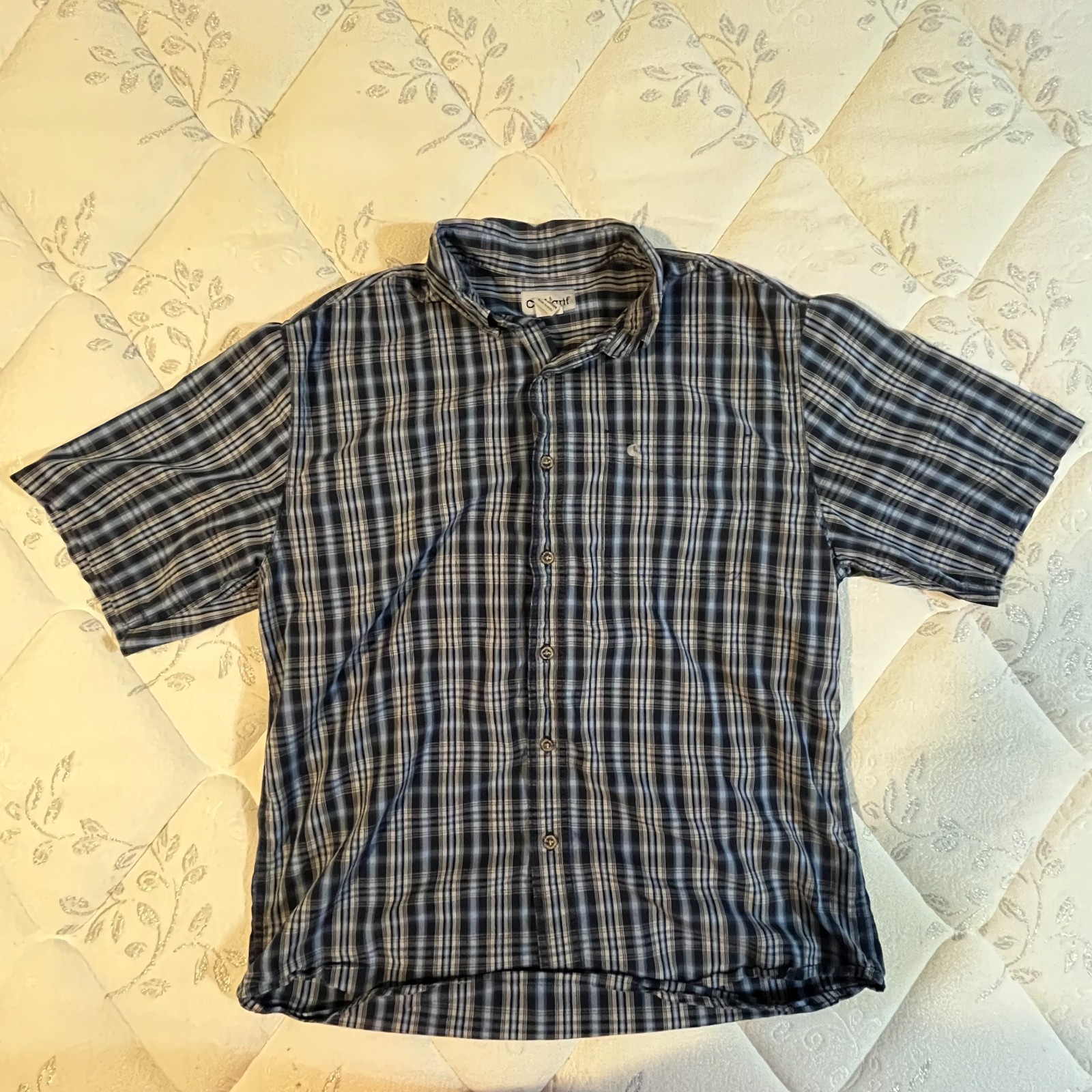 Carhartt Shirt Mens L Relaxed Fit Short Sleeve Button Down w/ Embroidered Logo