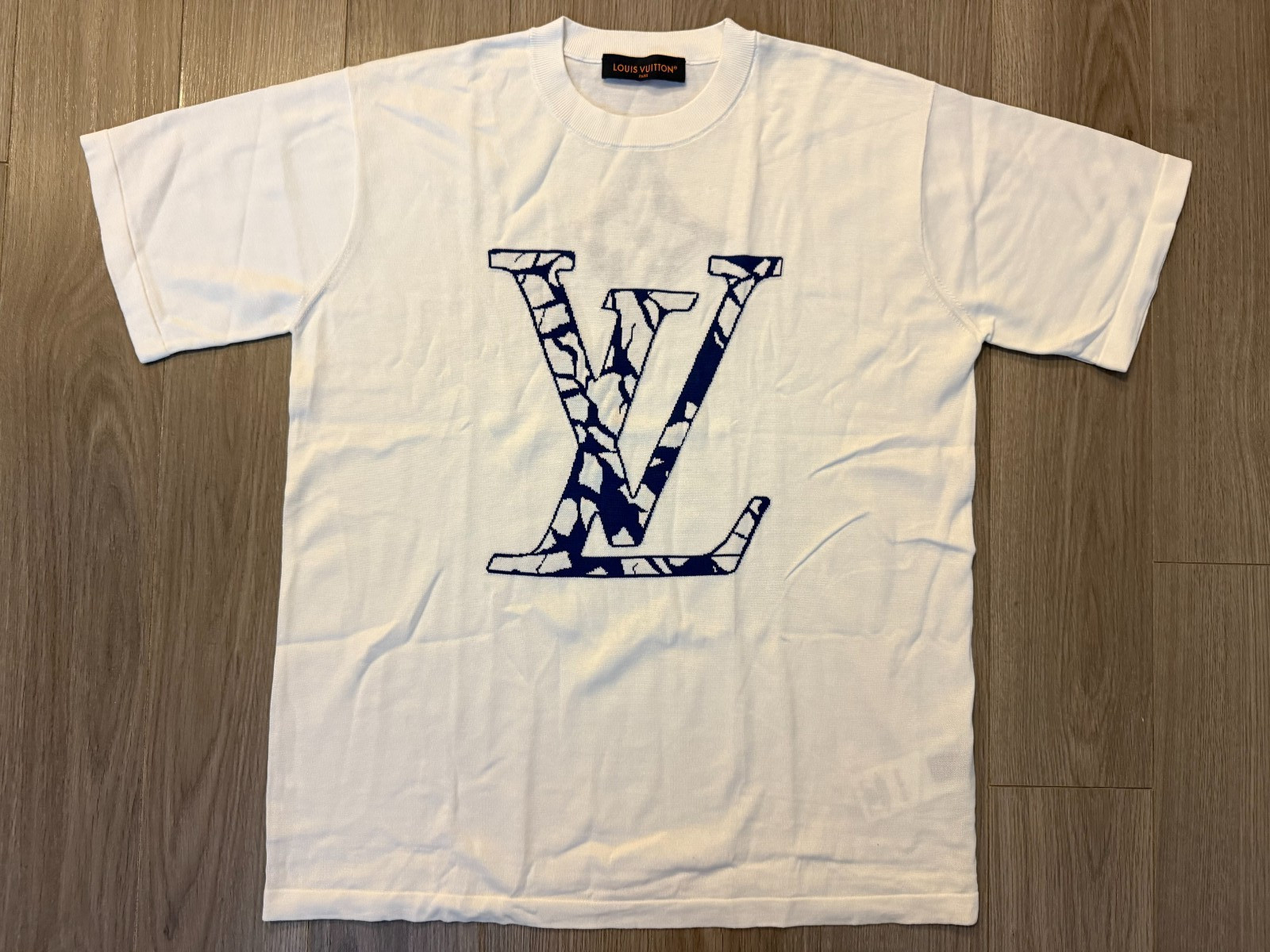 Louis Vuitton Short Sleeved Cotton Crewneck tee shirt milky white sz M