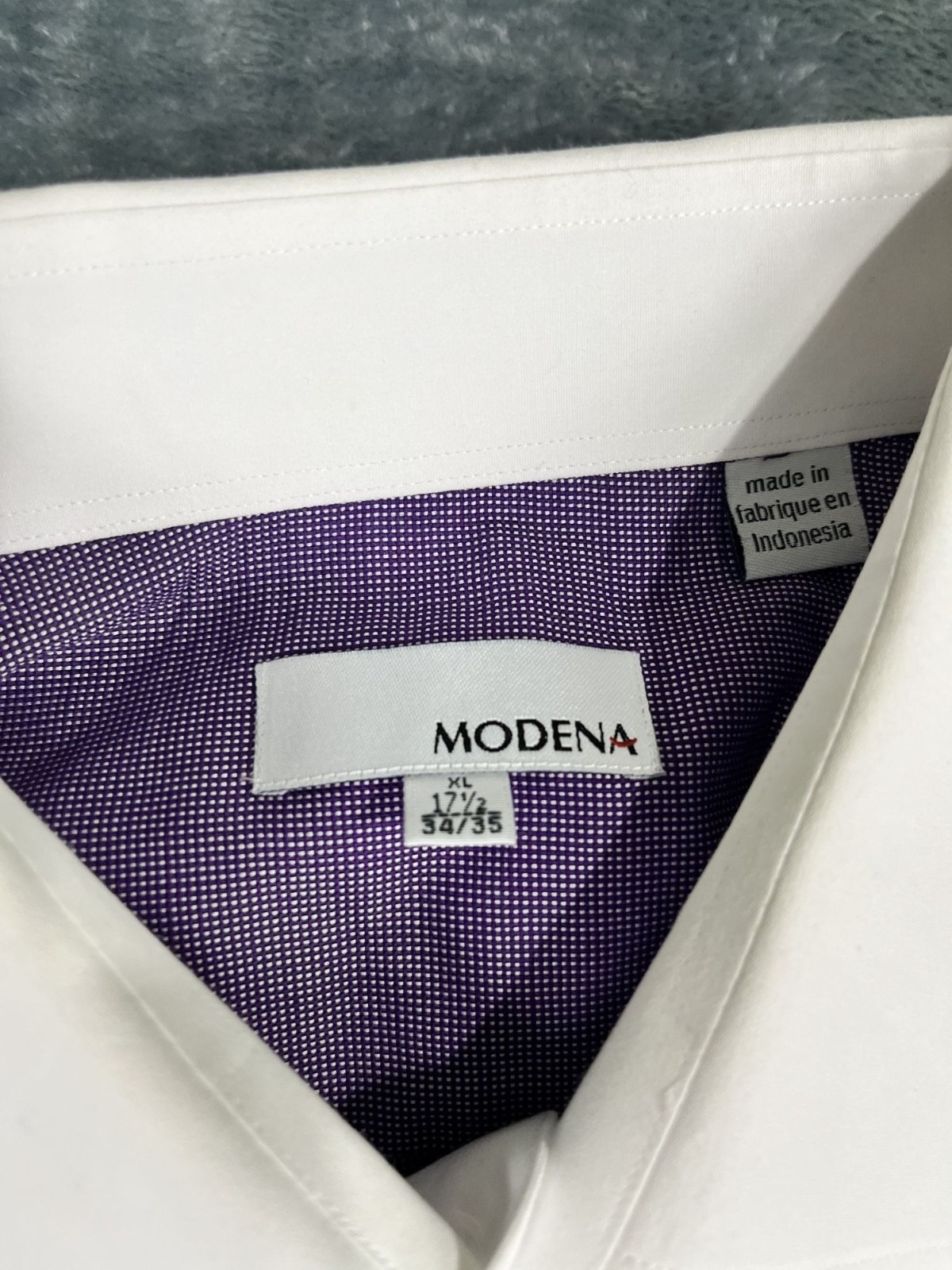 Modena Mens Purple White Contrast Collar Dress Shirt XL 17.5 34/35